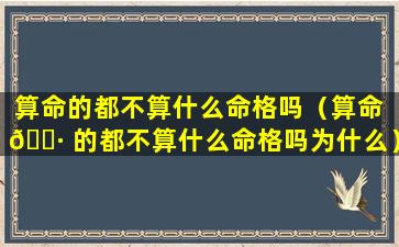 算命的都不算什么命格吗（算命 🕷 的都不算什么命格吗为什么）